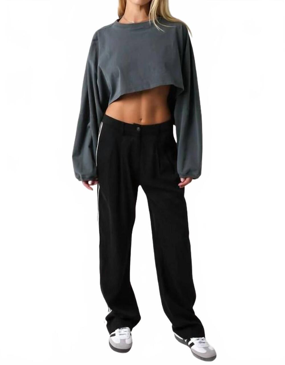 NEW OLIVACEOUS side stripe track pants in black cream